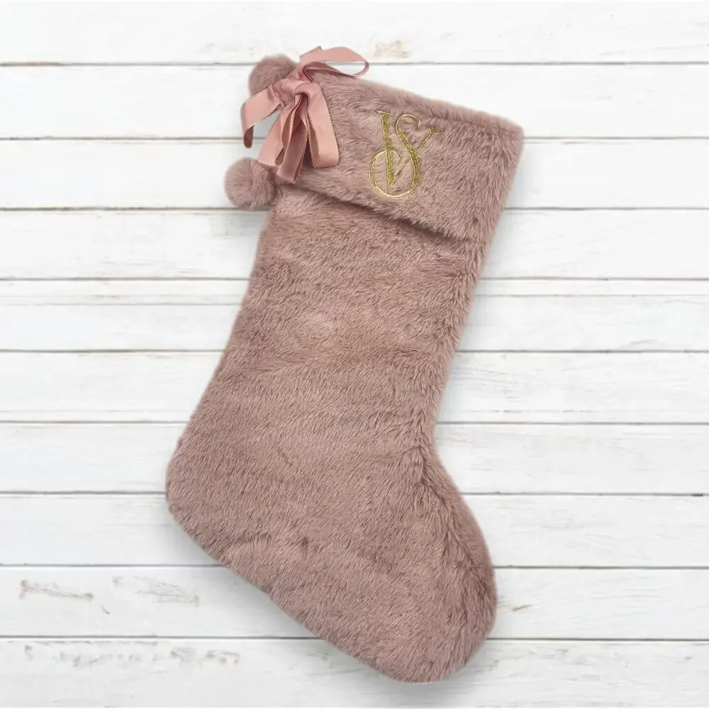 Victoria’s Secret Mauve Pink Faux Fur Christmas‎ Stocking
